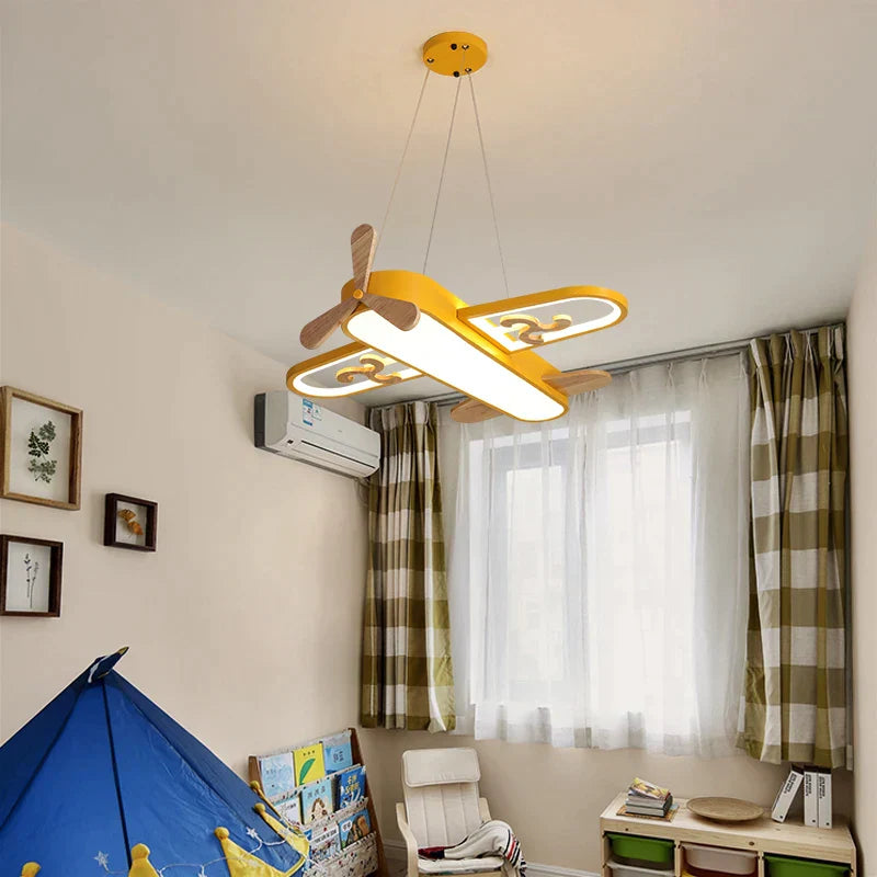 DecorBites™ LED Wood Ceiling Light for Kids Room - Yellow/Blue Minimalist Design