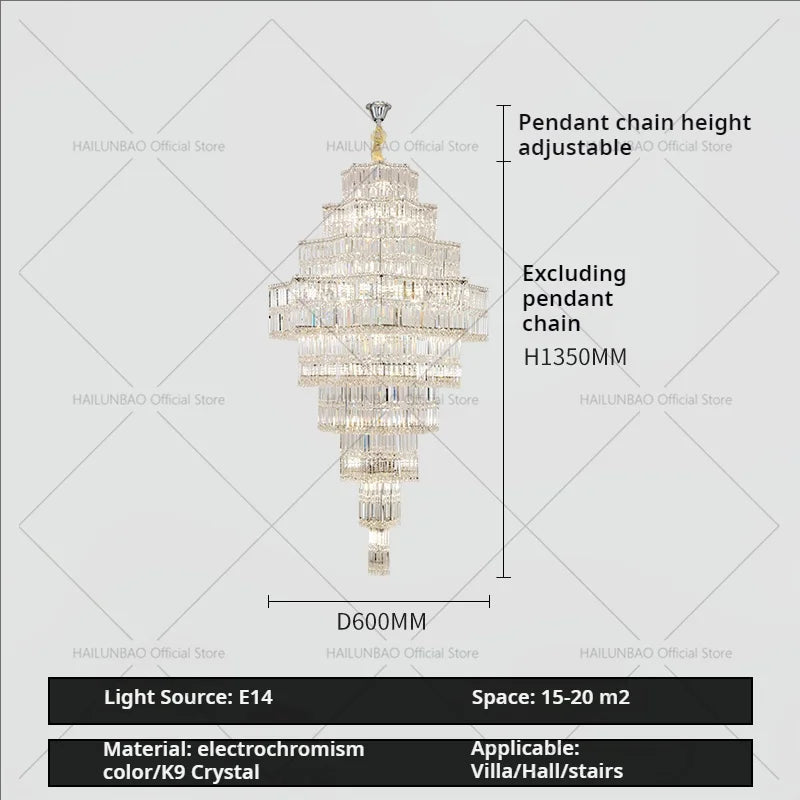 DecorBites™ Crystal Chandelier for Living Room in European Duplex Villa with Post-Modern Hall Luxury
