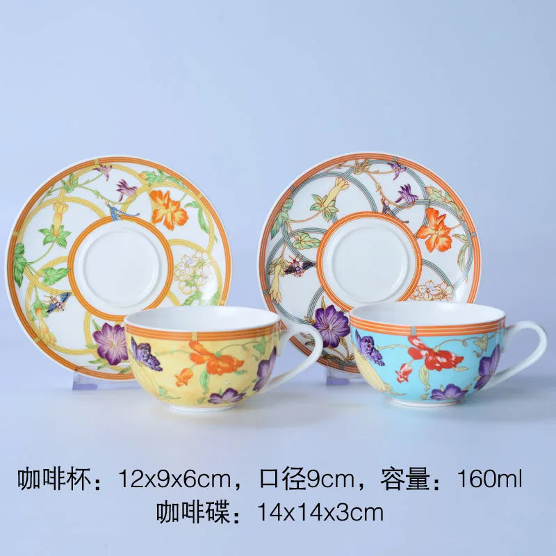 DecorBites™ Bone China Dinnerware Set: Plate, Tea Cup, Saucer, Tray, Coffeeware, Kitchen dining