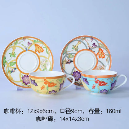 DecorBites™ Bone China Dinnerware Set: Plate, Tea Cup, Saucer, Tray, Coffeeware, Kitchen dining