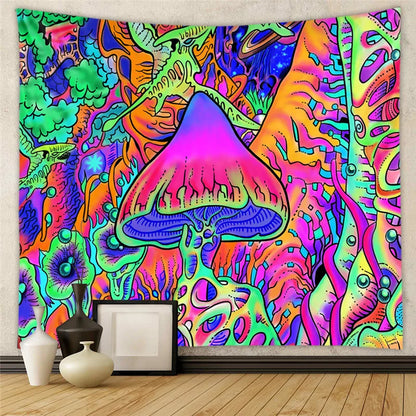 DecorBites™ Astrology Chart Tarot Tapestry Wheel Sun Moon Tree Mushroom Wall Hanging