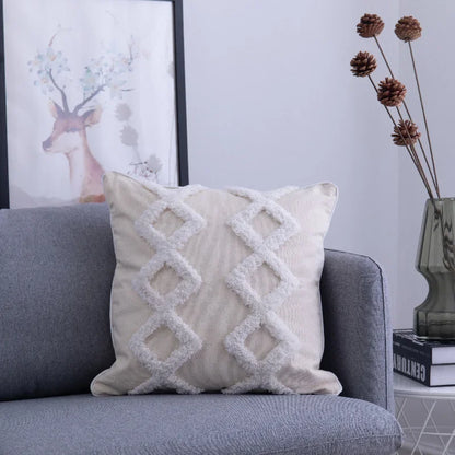 DecorBites™ Lace Tassel Cushion Tufted Sofa Pillowcase for Office Chair Pad