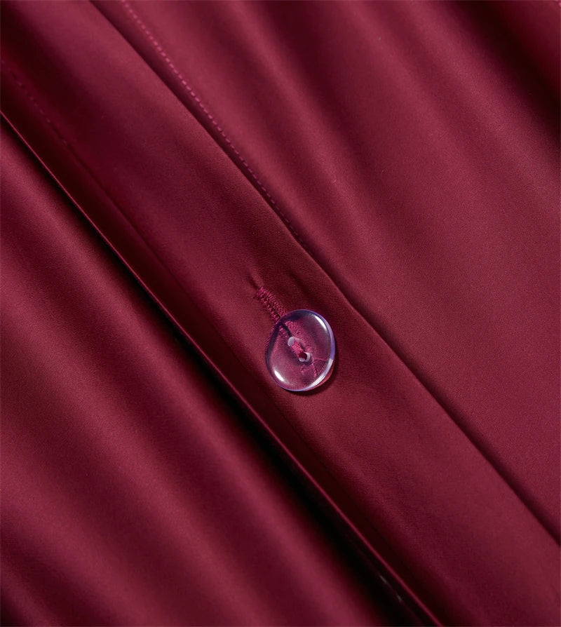 DecorBites™ Burgundy Red Egyptian Cotton Bedding Set - Soft Silky Solid Color Luxe Duvet Cover, Sheet, Pillowcases