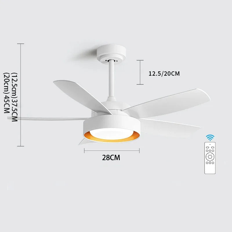 DecorBites™ 5-Blade Ceiling Fan with Remote Control & LED Light - Silent Motor