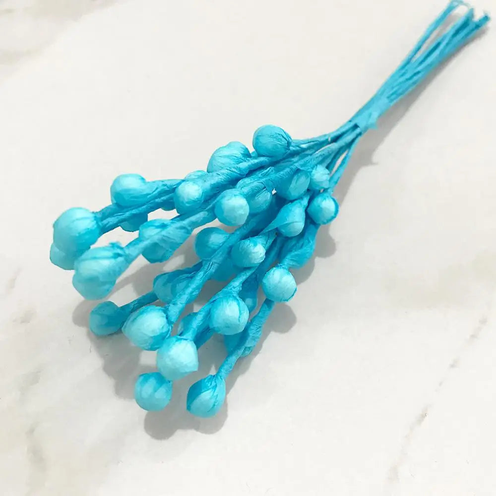 DecorBites™ Blue Flower Cherry Stamen Berries Bundle for DIY Christmas Wedding Decor