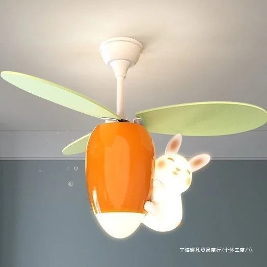 ™ Kids Room Rabbit Carrot Helicopter Ceiling Fan Lamp Boy Girl Bedroom
