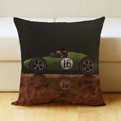 DecorBites™ Cartoon Dog Car Drive Pillow Cover 45x45cm Linen Sofa Home Decor