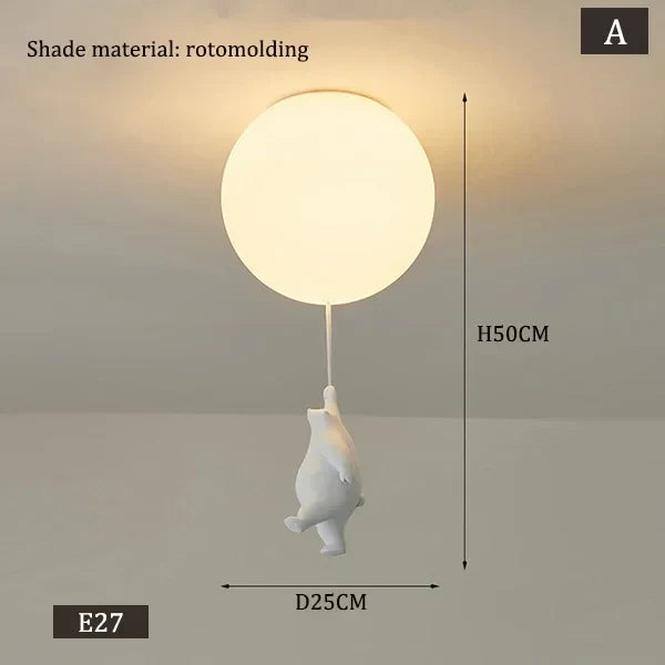 DecorBites™ Kids Bear LED Ceiling Light - Designer Bedroom Pendant Lamp