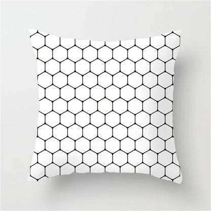 DecorBites™ Heart Stripe Pillow Cases | Black & White Polyester Cushion Covers
