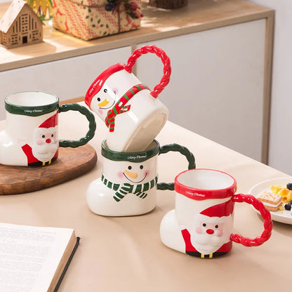 DecorBites™ Lovely Christmas Socks Ceramic Mug Santa Coffee Cup Xmas Gift