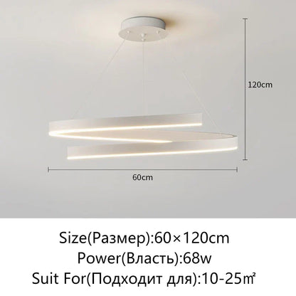 DecorBites™ Black/White Spiral Chandelier for Living Dining Kitchen. Trendy Round Indoor Lighting Fixture.