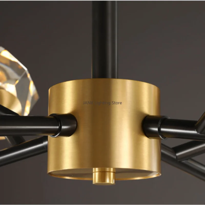 DecorBites™ Black Gold Crystal Chandelier LED Light for Luxury Home Decor