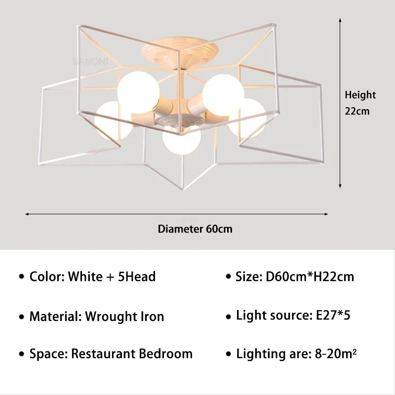 DecorBites™ Creative Star LED Ceiling Chandelier - Brushed Antique Gold Living Bedroom Lamp