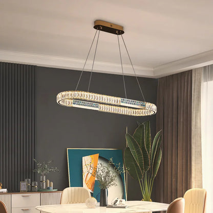 DecorBites™ Crystal Ring Ceiling Chandelier | Stainless Steel | Luxury Home Decor