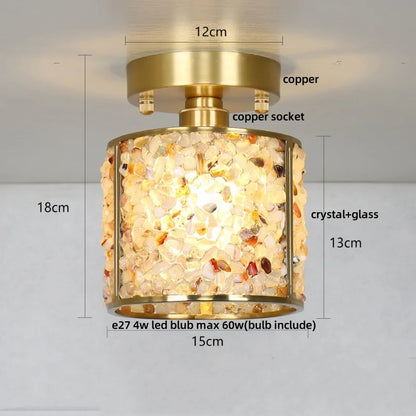 DecorBites™ Copper Canopy LED Ceiling Light Glass Crystal Nordic Modern Decor for Home