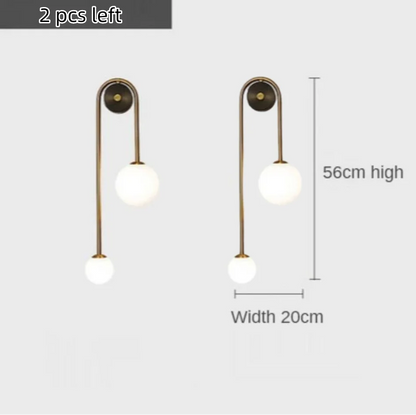 DecorBites™ Glass Ball LED Wall Lamp in Gold Iron for Modern Bedroom and Study Lighting