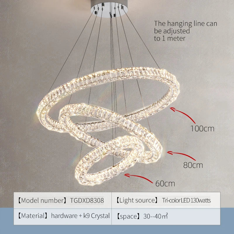 DecorBites™ Crystal Chandelier Ring - Elegant Light Luxury for Living Room, Dining Room & Bedroom