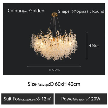 DecorBites™ Crystal LED Chandelier: Elegant Nordic Branch Design for Living Room, Hotel, Dining Area