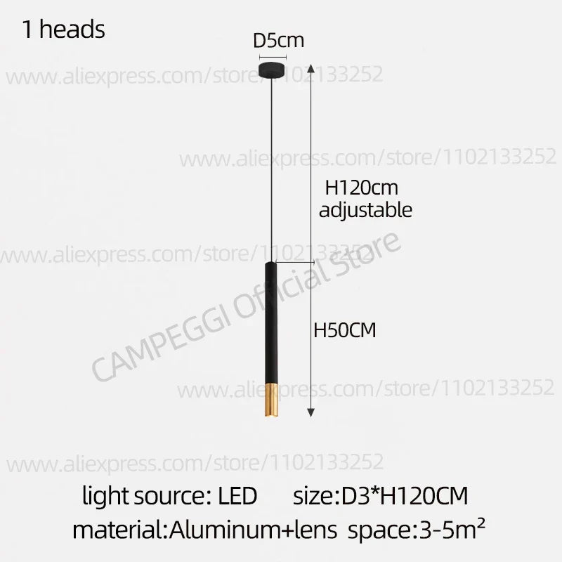 DecorBites™ Black Gold Pendant Lamp: Modern Nordic Designer LED Indoor Lighting