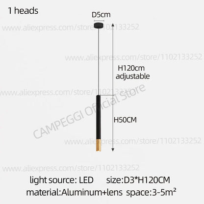 DecorBites™ Black Gold Pendant Lamp: Modern Nordic Designer LED Indoor Lighting