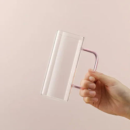 DecorBites™ 400ml Square Glass Mug, Microwave Safe, Transparent, Party Beer Coffee Cup