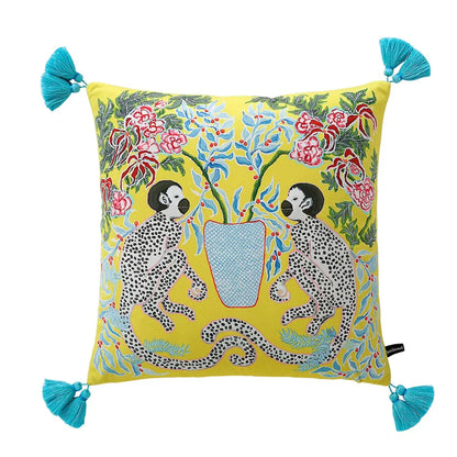 DecorBites™ Handmade Lumbar Pillow Case Lion Dog Floral Decorative Cover
