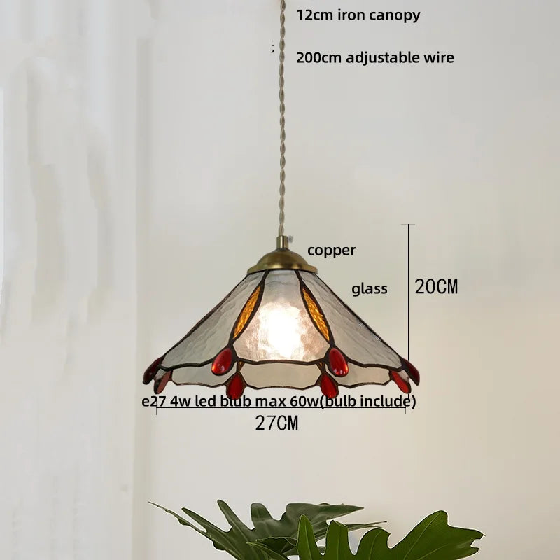 DecorBites™ Blue Glass LED Pendant Light: Modern Nordic Tiffany Hanging Lamp for Bedroom & Dining Room