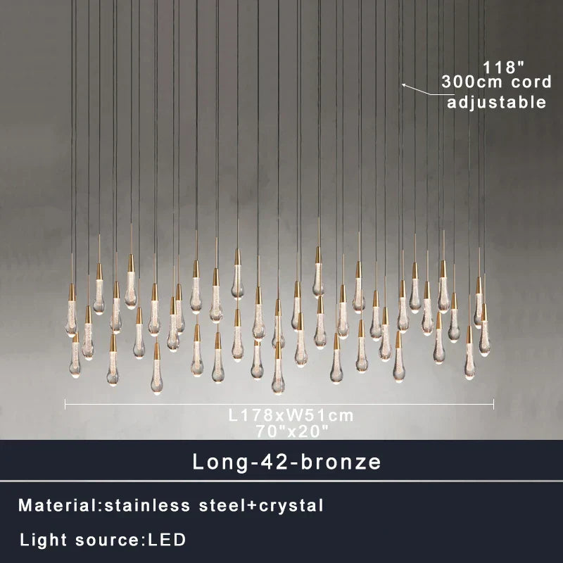 DecorBites™ Crystal Water-drop Chandelier Light Fixture - Luxury Stairwell Decor