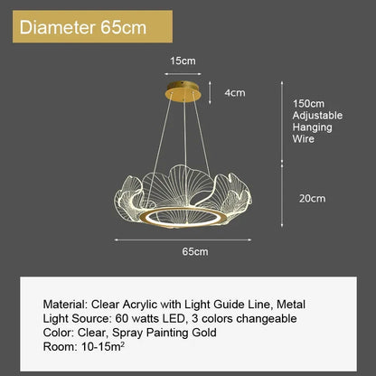 DecorBites™ Ginkgo Leaf Chandelier Nordic Pendant Light for Living Dining Bedroom