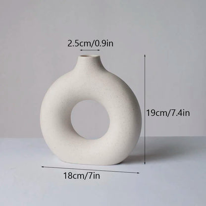 DecorBites™ Ceramic Donut Vase: Nordic Art Pampas Grass Home Decor Office Living Room