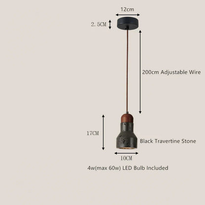 DecorBites™ Black Travertine LED Pendant Lamp for Dining Living Room Bedroom and Cafe