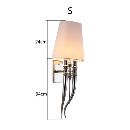 DecorBites™ Iron Claw Horn Wall Sconce with Cloth Lampshade for Bedroom and Living Room