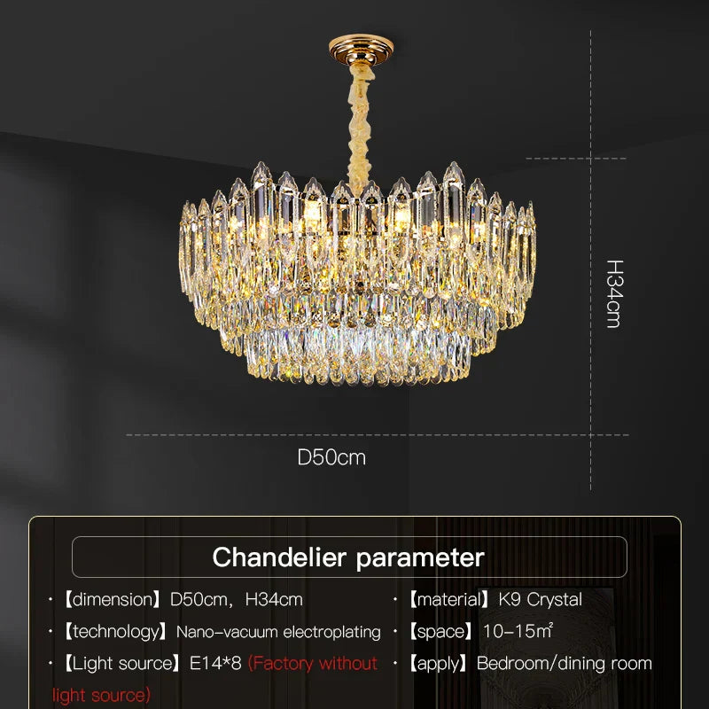 DecorBites™ Crystal Chandelier: European Designer Style for Living Room, Bedroom & Dining Room