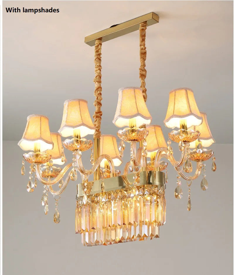 DecorBites™ Crystal Chandelier Pendant Light for Dining Room - Gold/Silver/Cognac/Smoky Gray - Indoor Décor