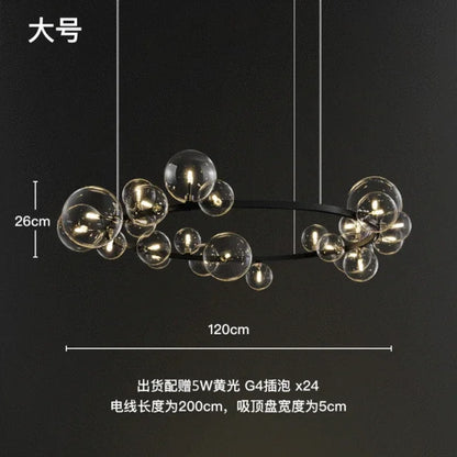 DecorBites™ Black Glass Ring Pendant Light - Nordic Style LED Chandelier for Home Decor