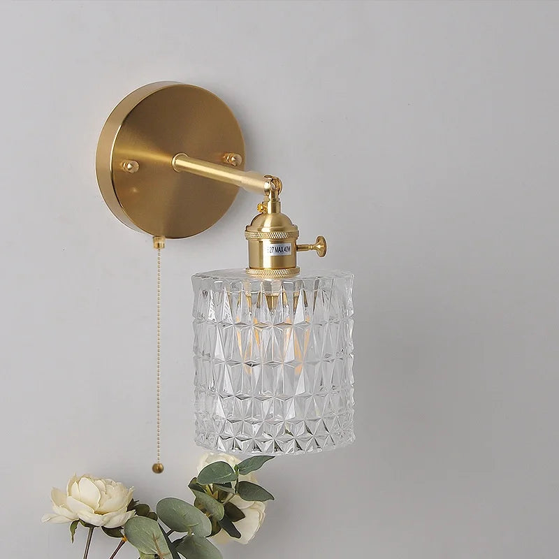 DecorBites™ Brass E27 LED Wall Sconce Pull Chain Switch Stair Light Fixtures