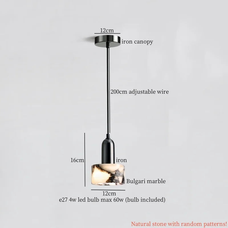 DecorBites™ Cream Marble LED Pendant Light: Modern Nordic Hanging Lamp for Living, Bedroom, Kitchen