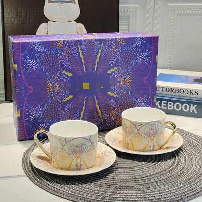 DecorBites™ Bone China Coffee and Tea Cup Set with Saucer, Teaware, Dessert Dish