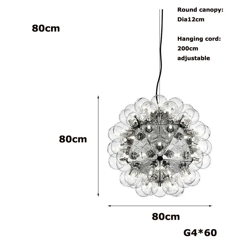 DecorBites™ Glass Bubble Kitchen Island Chandelier: LED Hanging Lamps for Dinning Room