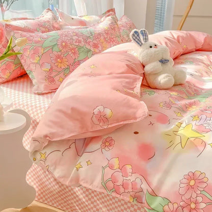 DecorBites™ Cartoon Print Polyester Bedding Set Full Size Soft Duvet Cover Set