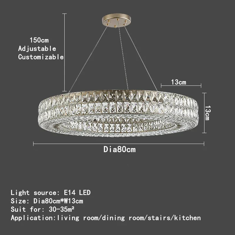 DecorBites™ Crystal Circle Pendant Chandelier - Luxury Lighting for Interior Decoration