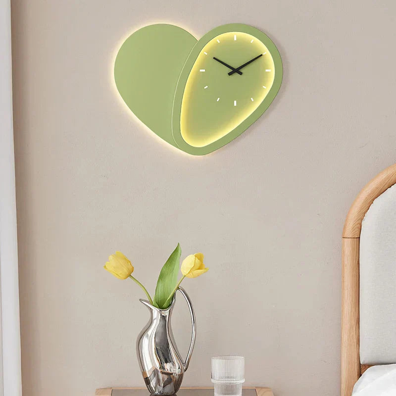 DecorBites™ Love Shaped Clock Wall Lamp Sconce Dimmable Indoor Bedroom Lighting