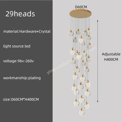DecorBites™ Crystal Chandelier Pendant Light for Luxury Staircase