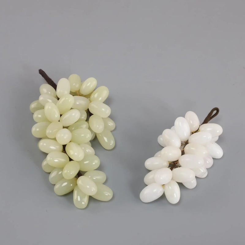 DecorBites™ Jade Grape Sculpture Handmade Desk Decor Fruit Figurine