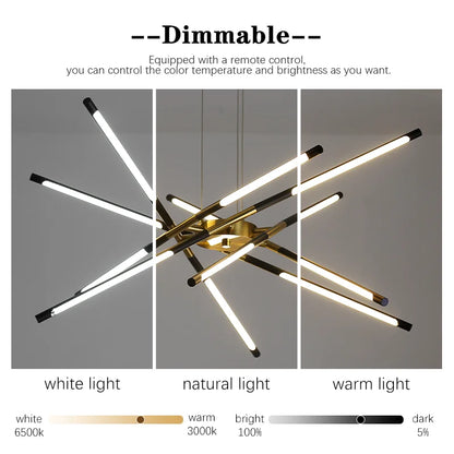 ™ Gold LED Ceiling Chandelier for Living Room Bedroom Kitchen - Dimmable Pendant Light