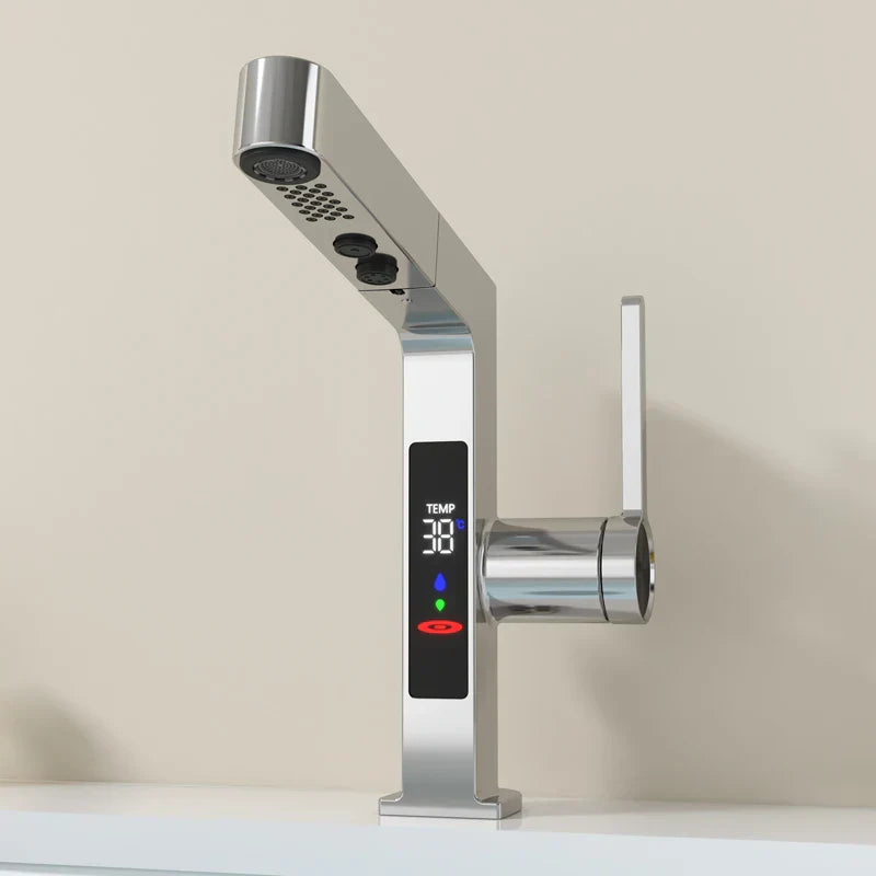 DecorBites™ LED Basin Faucet Rose Gold Pull Out Water Mixer Sink Tap