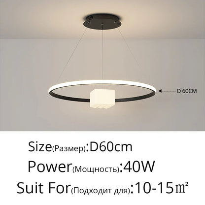 DecorBites™ LED Chandelier: Modern Living Room Kitchen Hanging Light, White Indoor Lighting Fixture