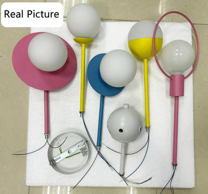 DecorBites™ Kids Nordic Glass Chandelier LED Ceiling Light - Blue Pink Cartoon Theme