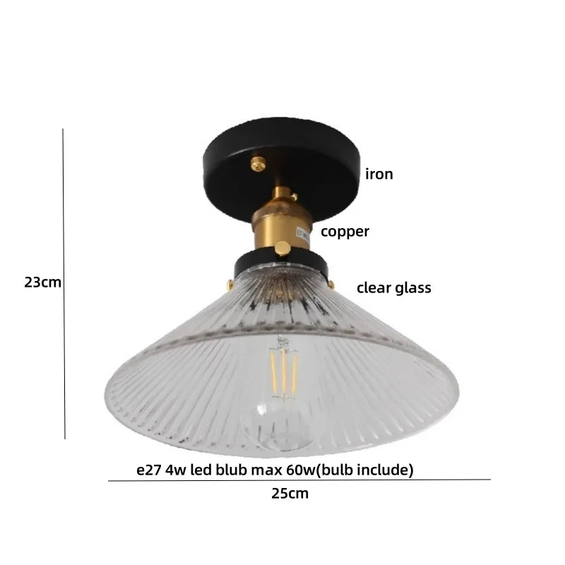 DecorBites™ Clear Glass LED Ceiling Light Fixture Modern Nordic Copper Knob Switch Lamp