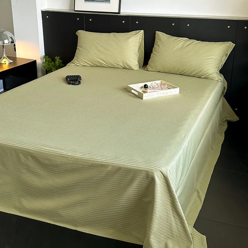 DecorBites™ Luxe Cotton Satin Stripe Bed Sheet Set with 2 Pillowcase